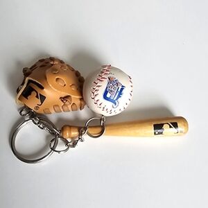 Baseball MLB 1993 Glove and Bat Keychain Set